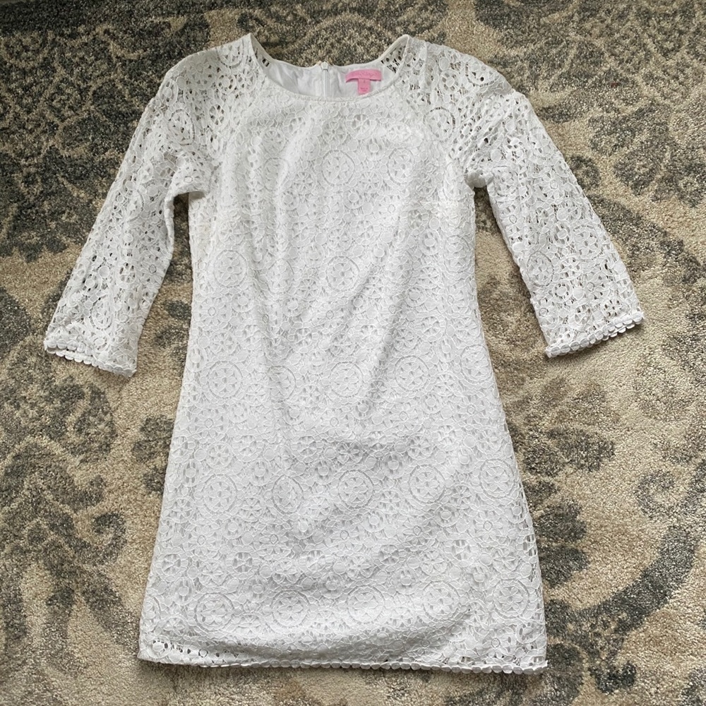 Lilly Pulitzer White Lace Long Sleeve Dress